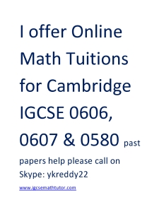I offer Online Math Tuitions for Cambridge IGCSE 0606-page0001